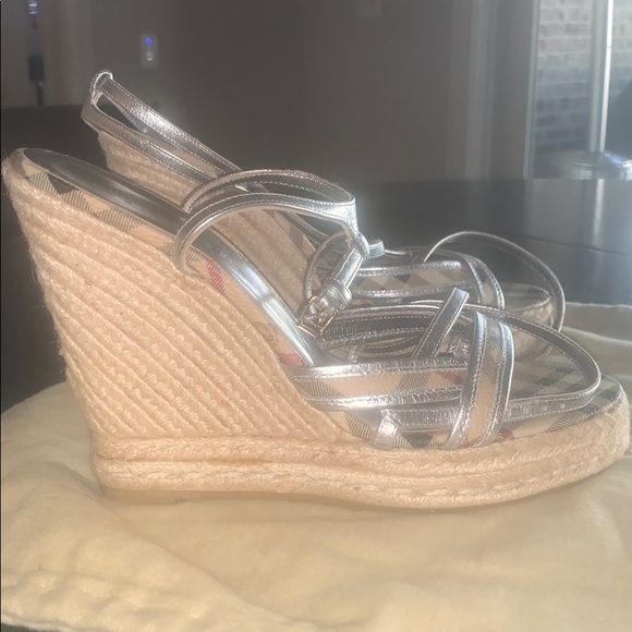 BURBERRY espadrille platform wedges Silver 40 - Picture 5 of 7